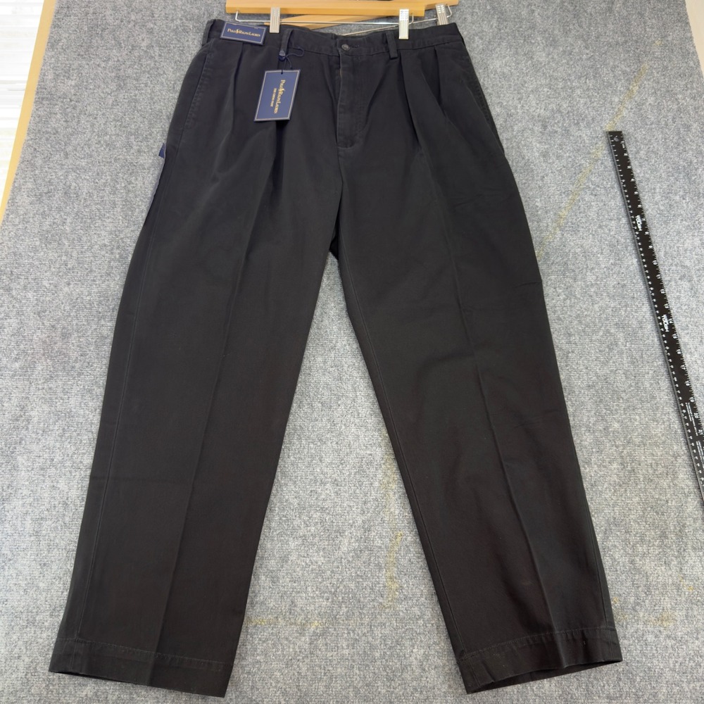 Polo Ralph Lauren Andrew Pant Pleated Chino Trousers Black Size 38x30